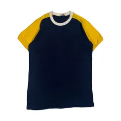イングランド製 Gymphlex ジムフレックス 半袖 ラグラン Tシャツ サイズ M/ネイビー×イエロー メンズ ビンテージのサムネイル