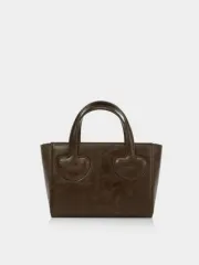 FIND KAPOOR ファインドカプア ハート トートバッグ 18 クリンクルド ブラウン