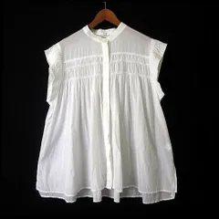 グリーンレーベルリラクシング ユナイテッドアローズ green label relaxing ボイル ギャザー タック ブラウス フレンチスリーブ F 白 ホワイト