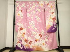 振袖 やまと扱い 銀彩 紋意匠 桜 身丈164cm 撥水加工済 HKT160 - メルカリ
