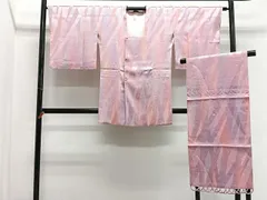 平和屋着物＃道行コート　ふくれ織　斜線文　ショール付き　鈴乃屋扱い　正絹　逸品　未使用　CABE5017ua