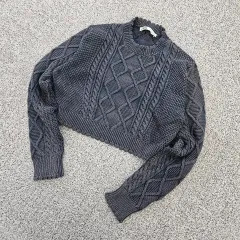 M ザラ レディース クロップド ケーブル ニット Tシャツ 0102YH1