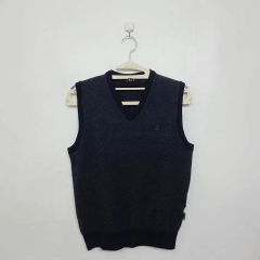 未使用級！パパス 肉厚 リネン100% 麻 ヘンリーネック ニットベスト 48