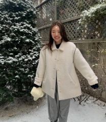 美品 ヘヨン hyeon テディベア ボア ケープコート ted cape - メルカリ