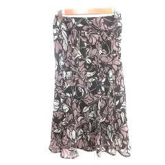 自由区 オンワード樫山 マーメイドスカート タイト ミモレ ロング 花柄 36 S 茶 ブラウン /AU