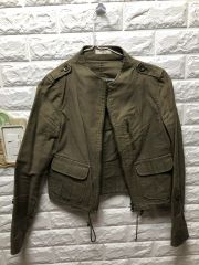 美品✦GRASS WATER ジップブルゾン M カーキ ノーカラー 綿100 