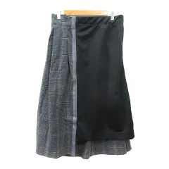 ズッカ zucca フレアスカート ミモレ ロング グレンチェック 切替 グレー /MNのサムネイル