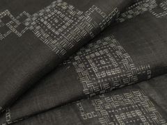 夏着物 夏結城紬 翠紗 小紋 正絹 縦縞 居敷当て 美品 イ6950 - メルカリ