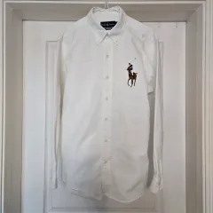 105) POLO RALPH LAUREN 白 オックスフォード シャツ ポニー 刺繍