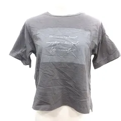 ビームスハート BEAMS HEART カットソー Tシャツ ラウンドネック ロールアップ プリント 半袖 グレー /AU