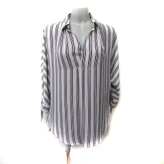 ロペピクニック ROPE Picnic シフォンブラウス プルオーバー オープンカラー ストラップ 長袖 38 M マルチカラー /YI
