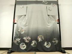 平和屋着物●訪問着　友禅　作家物　松竹梅　鶴　亀　暈し染め　正絹　逸品　AABH0769fy