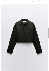 ZARA クロップドジャケット トップステッチ - メルカリ
