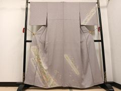 京友禅 訪問着 金彩 格子文様 橘 萩 楓 松 正絹 KH163 - メルカリ