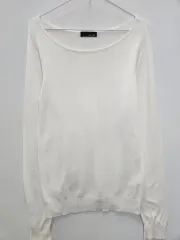 RE EDIT ヴィンテージ ベーシック スリムフィット ロングスリーブTシャツ ニット クリームホワイト L