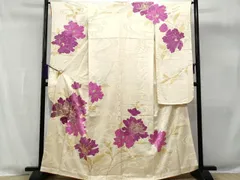 平和屋着物■豪華振袖　駒刺繍　流水枝花文　金銀彩　正絹　逸品　CABG4836fb
