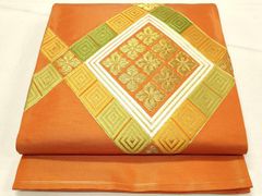 平和屋着物●名門　藤娘きぬたや・総絞り　九寸名古屋帯　菊　正絹　逸品　CABD0755hy 平和屋着物○名門 藤娘きぬたや・総絞り 九寸開き名古屋帯 流水花文