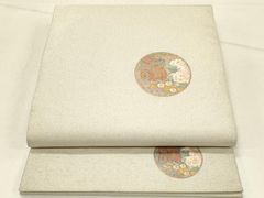 平和屋着物●名門　藤娘きぬたや・総絞り　九寸名古屋帯　七宝文　正絹　逸品　DABB7713op 平和屋着物○名門 藤娘きぬたや・総絞り 九寸開き名古屋帯 流水花文