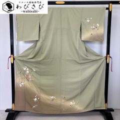 付下げ 美しい渦模様 水玉 縮緬 錆鉄色 ガード加工 トールサイズ K