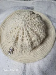 アイボリー ニット バケットハット 帽子