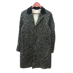 オープニングセレモニー OPENING CEREMONY チェスターコート シングル 背抜き 豹柄 レオパード S 緑 グリーン /MN