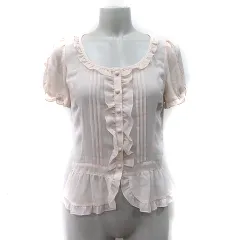 レッセパッセ LAISSE PASSE シフォンブラウス シアー 半袖 フリル 36 S ベージュ /YIのサムネイル