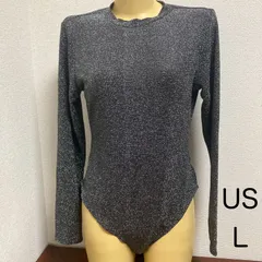 H290H＆M♪未使用品♪シルバーラメのレディースダンスバレエレオタード♪社交ダンスやフィットネスやトレーニングや撮影用やコスプレにも♪サイズL（日本サイズ３L相当）のサムネイル