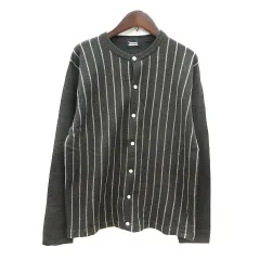 ジャーナルスタンダード JOURNAL STANDARD カーディガン ニット ストライプ ウール M 茶 ダークブラウン /MN