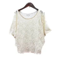 プロポーション ボディドレッシング PROPORTION BODY DRESSING カットソー クルーネック レース 半袖 ドルマンスリーブ FR 白 アイボリー /MN
