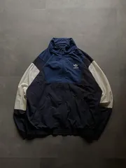 adidas トラックジャケットLネイビー切替 トレフォイルナイロン