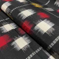美品】米沢織 紬さがの 八寸名古屋帯 スワセンイ 眼鏡織 格子柄 正絹