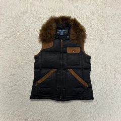 RALPH LAURENラルフローレン襟ファー レザースエード切替えダウン