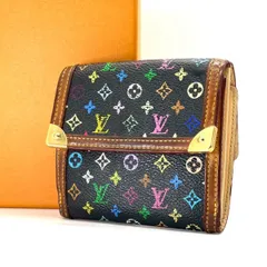 【色で魅せる遊び心】　LOUIS VUITTON　二つ折り財布 モノグラム マルチカラー ポルトモネ ビエ カルトクレディ Wホック　ノワール