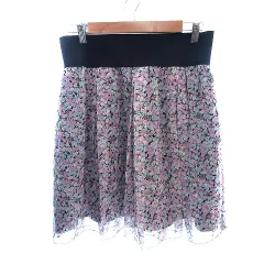ペイトンプレイス PEYTON PLACE フレアスカート ひざ丈 花柄 1B XL 黒 ブラック ピンク /AUのサムネイル