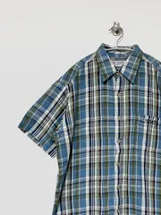 【CHAPS RALPH LAUREN】90s S/S コットンリネンチェックシャツ L チャップスラルフローレン 半袖 古着