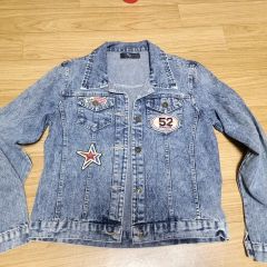 美品☆ファー付きパッチデニムジャケット取り外しインナー付き大き目 