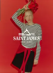 SAINT JAMES(セントジェームス) 쟈니 ストライプ 長袖 Tシャツ