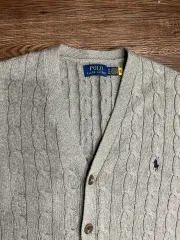 ポロラルフローレン ケーブルニット コットン カーディガン フォン グレー ヘザー