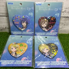 SEGA セガプライズ  劇場版 プロジェクトセカイ  壊れたセカイと歌えないミク  キラキラビッグハート型缶バッジ Vol.3   鏡音リン　鏡音レン MEIKO     KAITO  新品　未使用　4個セット