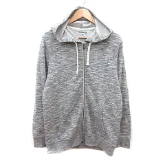 リーボック Reebok ジャケット パーカー ジップアップ 長袖 O グレー 黒 ブラック /MS