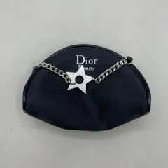 極美品　Christian Dior クリスチャンディオール　化粧ポーチ　マルチポーチ　星　スター　チェーン　ナイロン　黒　ブラック