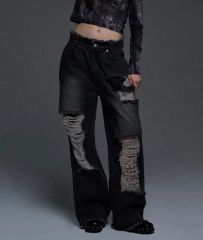 CandyStripper ビジュー付きダメージデニムパンツ ブラック 新品