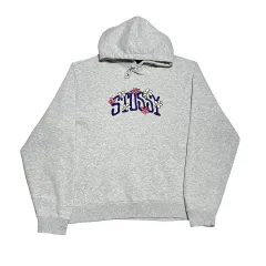 XXL STUSSY ステューシー フラワー 刺繍 起毛 グレー WHO Tシャツ