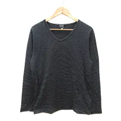 タケオキクチ TAKEO KIKUCHI Tシャツ カットソー Vネック ボーダー 長袖 4 黒 ブラック 白 ホワイト /MSのサムネイル