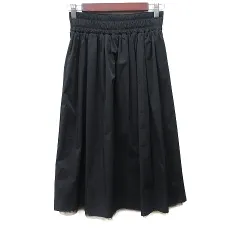 バーニーズニューヨーク BARNEYS NEW YORK フレアスカート ギャザー ロング チュール 黒 ブラック /YI ●RYのサムネイル