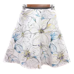 クミキョク 組曲 KUMIKYOKU フレアスカート ひざ丈 花柄 1 S 白 ホワイト /MN