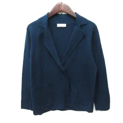 バーニーズニューヨーク BARNEYS NEW YORK テーラードジャケット ニット 38 M 紺 ネイビー /YIのサムネイル