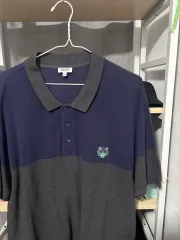 KENZO ケンゾー ツートン 長袖 ポロTシャツ XXL