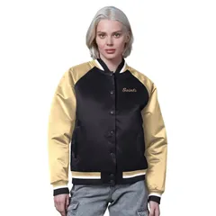 スターター レディース アウター ジャケット・ブルゾン ヴィンテージ サテン Womenstarter BlackGold New Orleansaintsatin FullSnap Vintageのサムネイル