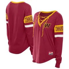 ニューエラ レディース トップス Tシャツ レース 長袖 Womens New Era Burgundy Washington Commanders Throwback LaceUp LongSlee